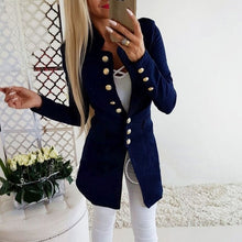 Charger l'image dans la galerie, Women's Jaclet Gold Buttons Double Breasted Jackets Solid Outerwear Slim Fit Coat