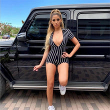 Charger l'image dans la galerie, BOOFEENAA Striped Bodycon Rompers Womens Jumpsuit Streetwear Summer One Piece Outfits for Women Playsuit Sexy Clubwear C87AZ97