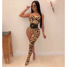 Charger l'image dans la galerie, ANJAMANOR Fashion Hot One Legged Bodycon Jumpsuit Romper Women 2019 Sexy Going Out Party Club One Piece Outfits Black Tiger Pink