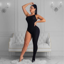 Charger l'image dans la galerie, ANJAMANOR Fashion Hot One Legged Bodycon Jumpsuit Romper Women 2019 Sexy Going Out Party Club One Piece Outfits Black Tiger Pink