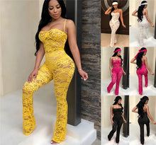 Charger l'image dans la galerie, Lace Jumpsuit 2019 New Fashion Rompers Womens Jumpsuits Clubwear Playsuit Hollow Out Party Chiffon Outweaer Clothes