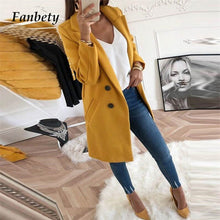 Charger l'image dans la galerie, Fanbety 5XL Women Blend Coat Autumn Winter Turn-Down Collar Long Wool Female Jacket Coat Plus Size Female Coat Casual Windbreake