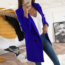 Charger l'image dans la galerie, Fanbety 5XL Women Blend Coat Autumn Winter Turn-Down Collar Long Wool Female Jacket Coat Plus Size Female Coat Casual Windbreake