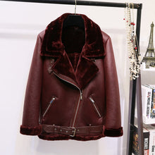 Charger l'image dans la galerie, AOEMQ Retro New Lapel and Velvet Padded Fur One Coat Warm Fashion PU Leather Lamb Hair Motorcycle Clothing Bomber Jacket