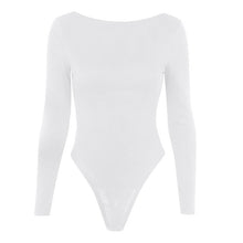 Charger l'image dans la galerie, sexy black Bodysuit Women's Round Collar Long Sleeve Elastic Jumpsuit body mujer Rompers Beach Bodysuit Overalls For Ladies